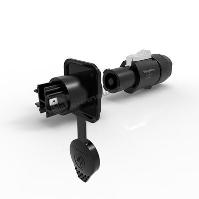 Ip65 3 Pin Female Waterproof Power Connector Black Output Outdoor Powercon