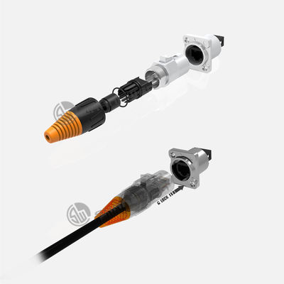 IP65 IP67 Waterproof Ethernet Chassis Connector Male Metal Button Socket