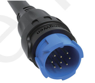 M19 Connector 9pin Blue 5A Solder Overmolded Aluminum Alloy Shell Nylon IP67