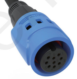 M19 Connector 9pin Blue 5A Solder Overmolded Aluminum Alloy Shell Nylon IP67