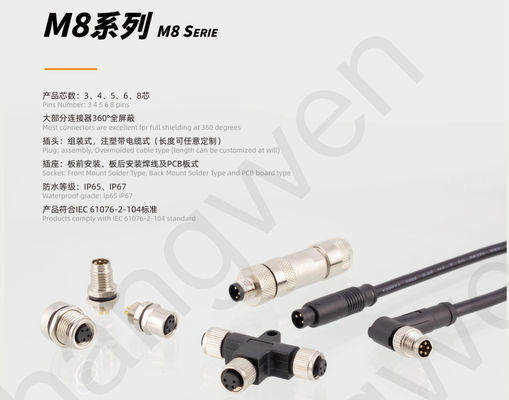 M8 Straight Male Overmolded Plug Push-pull 3/4A 5B IP67 For Industrial Applications
