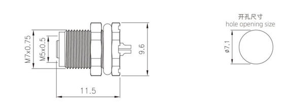 Industrial M5 Female Back Mount Socket Solder Screw 20A IP67 3 / 4pin For Connections