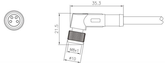 Rugged Outdoor IP67 Waterproof M8 Angled Female Plug 3-8A for Harsh Environments