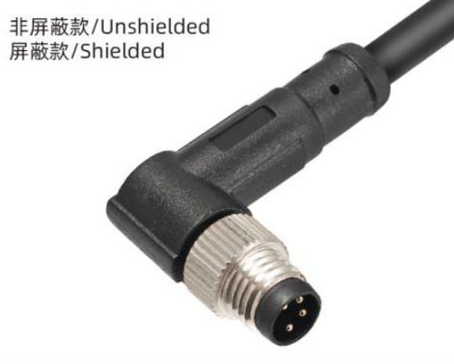 Waterproof IP67 M8 Angled Male Plug Overmolded 3 - 8A for Outdoor Applications