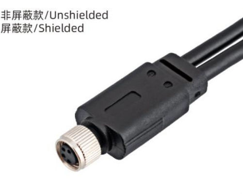 Outdoor Applications M8 Female 1 to 2 Overmolded Plug with Waterproof IP67 Rating 3-8A