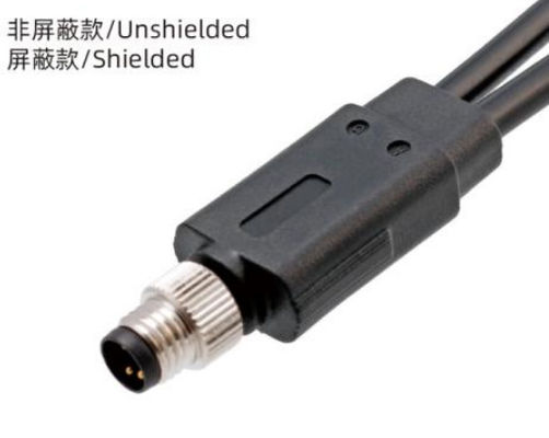 Waterproof 1 To 2 Overmolded M8 Male Plug 3 - 8A IP67 For Outdoor Applications