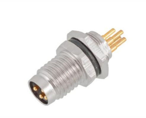 Industrial M8 Male Front Mount Socket PCB 5crew M8*0.5 with IP67 Waterproof and 3/4pin Screw Terminal