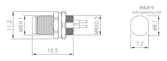 Industrial M8 Male Front Mount Socket PCB 5crew M8*0.5 with IP67 Waterproof and 3/4pin Screw Terminal