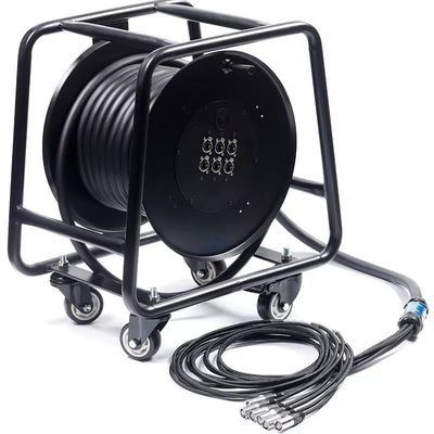 4x16A Multi-Channel Industrial Electric Signal Sockets with 6 Channels and CAT6 SF/UTP Network Cord Retractable Cable Reel