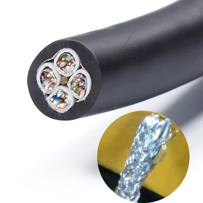 4x16A Multi-Channel Industrial Electric Signal Sockets with 6 Channels and CAT6 SF/UTP Network Cord Retractable Cable Reel