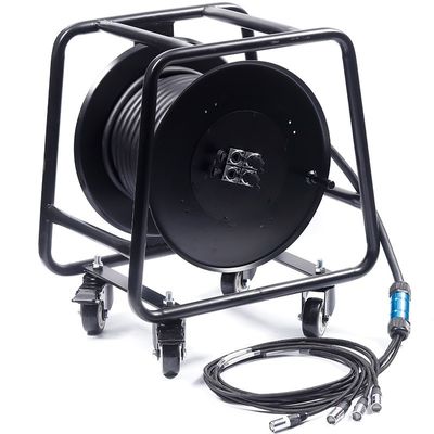 Multi-Channel Cable 4 Channel 4x16A Signal Sockets Industrial Electric CAT6 SF/UTP Network Cord Retractable Reel Cable Drum