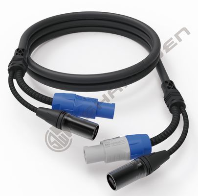 XLR Female and Male Powercon Combination Cable Power and 3pin DMX SJT Signal Cable  2in1  in and Out  Power Hybrid Cable