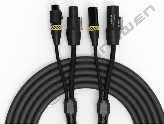 TRUE1 2-in-1 XLR Female and Male Powercon Hybrid Cable 3-Pin DMX Combi Black XLR3 Split Communication Cables