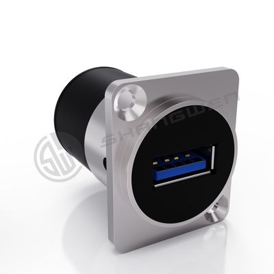 USB 3.0 Black Dustproof 9-Pin Audio Video Connection Male Female Connector Panel Mounting D-Type Metal Female Socket