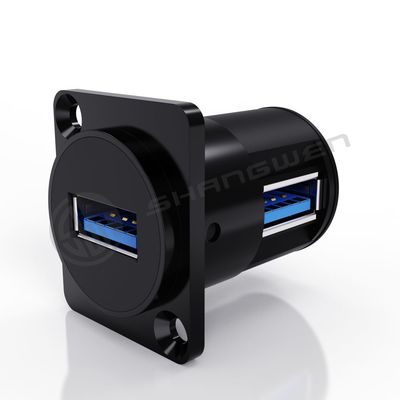 USB 3.0 Black Dustproof 9-Pin Audio Video Connection Male Female Connector Panel Mounting D-Type Metal Female Socket