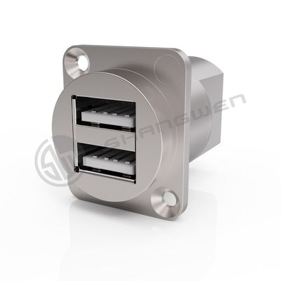 Ip65 پنل اتصال USB ضد آب دو پورت 4 پین اتصال کابل داده