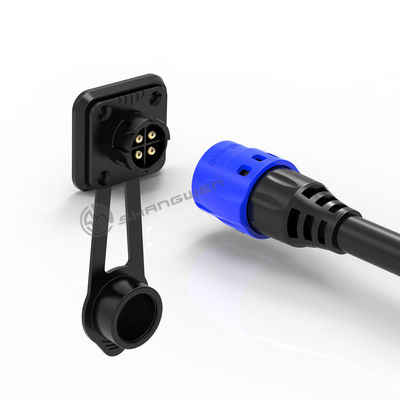 جوش 4pin M19 کانکتور overmolded آبی نایلون PA66 آلومینیوم آلیاژ پوسته