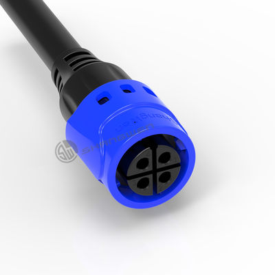 Solder 4pin M19 Connector Overmolded Blue Nylon PA66 Aluminum Alloy Shell