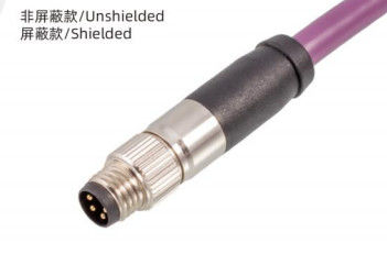 Industrial M8 Straight Male Plug with Damping 3 / 4 / 6 / 8A 4D 5B IP67