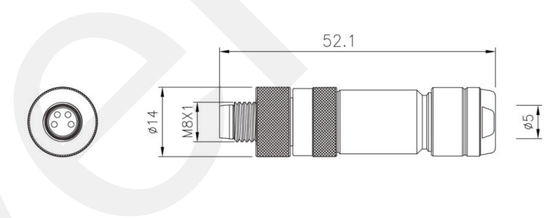IP67 3/4pin M8 Straight Male Metal Assembled Plug with Screw Terminal Industrial