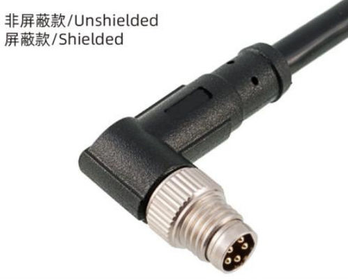 3-8A IP67 Waterproof M8 Angled Male Plug Metal Interface for Outdoor Installations