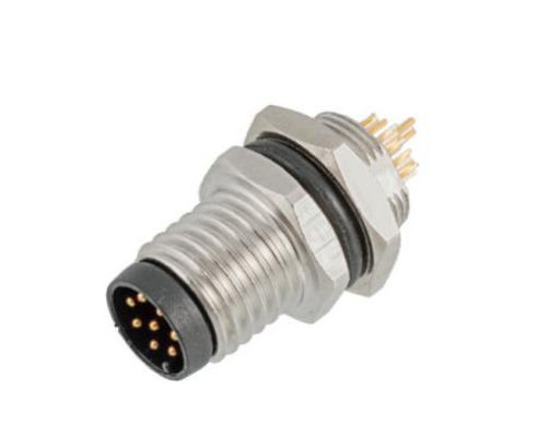 Male Front Mount M8 Circular Connector 60V 3A IP67 Rating With 3/4pin Screw Terminal