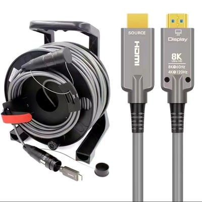 Armored Optical Fiber HDMI2.0 HD Cable Drum 4K 60Hz TPU Covered Cable For Audio Video TV With Protect Shell Cable Reel
