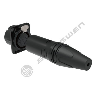 Black 7-Pin XLR Audio Video Connectors 7-Pole Female Male Plug Socket for Indoor IP40 Protection