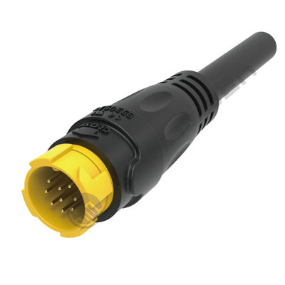 M19 کانکتور 9pin زرد 5A Solder Overmolded آلومینیوم آلیاژ پوسته نایلون IP67