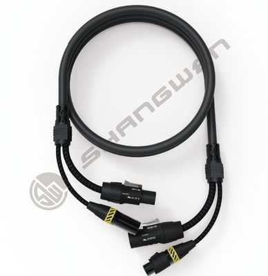 TRUE1 2-in-1 XLR Female and Male Powercon Hybrid Cable 3-Pin DMX Combi Black XLR3 Split Communication Cables