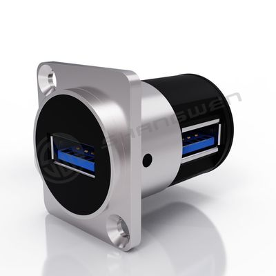 USB 3.0 Black Dustproof 9-Pin Audio Video Connection Male Female Connector Panel Mounting D-Type Metal Female Socket