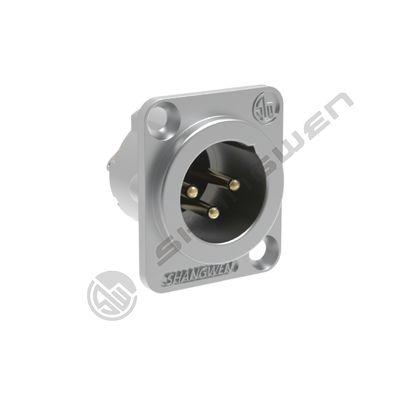 مینی کانکتور صوتی XLR نوع D با 3 پین، سوکت نر، پوسته آلیاژ روی، جک های نصب شده روی پنل برای بلندگو، میکروفون، XLR ماده