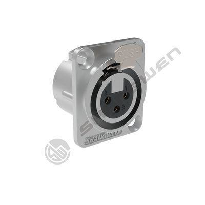 تبدیل‌کننده آداپتور میکروفون نصب شده روی پنل کانکتور XLR ماده 3 پین نقره‌ای با روکش نقره‌ای 10A ضدآب داخلی برای بلندگو صوتی