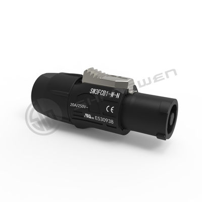 Shangwen Outdoor Use Powercon Ip65 Connectors Black Output 3 Pin Male Power Connector