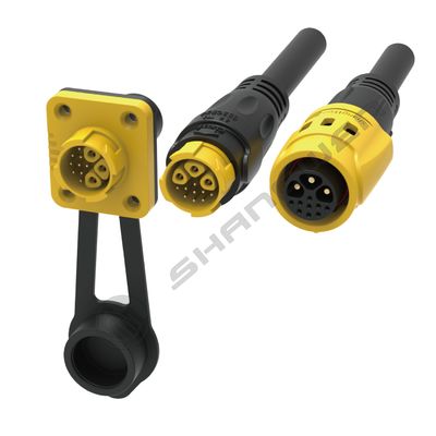 M19 Series Push-pull Self-locking Black Connection Industrial 3+9  Pin Female Male Plug  Power Signal Connector