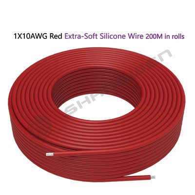 Silicone Wire Power Cord 10 AWG Tinned Copper Standard High-Temperature 10 Gauge Red Flexible Wire 1 Conductor Silicone Wire