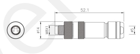 Industrial Grade M8 Straight Male Metal Assembled Plug (screw Terminal) IP67