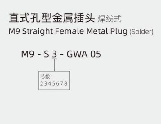 M9 Straight Female Metal Plug (Solder) IP67 2\3\4\5\6\7\8 Pin Industrial Connector
